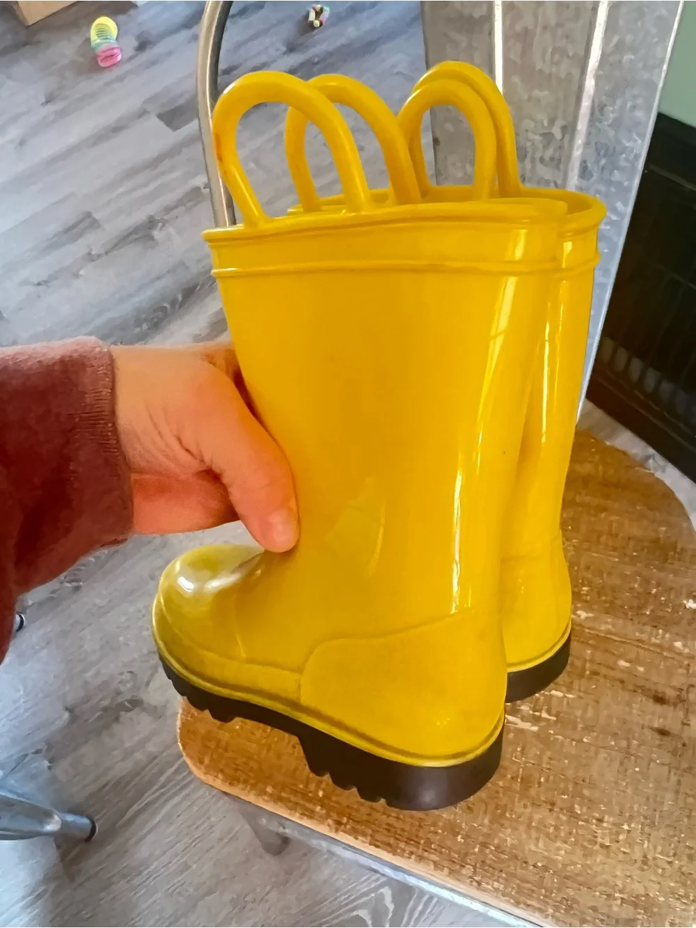 Yellow Kids Rain Boots with Easy-Grab Handles